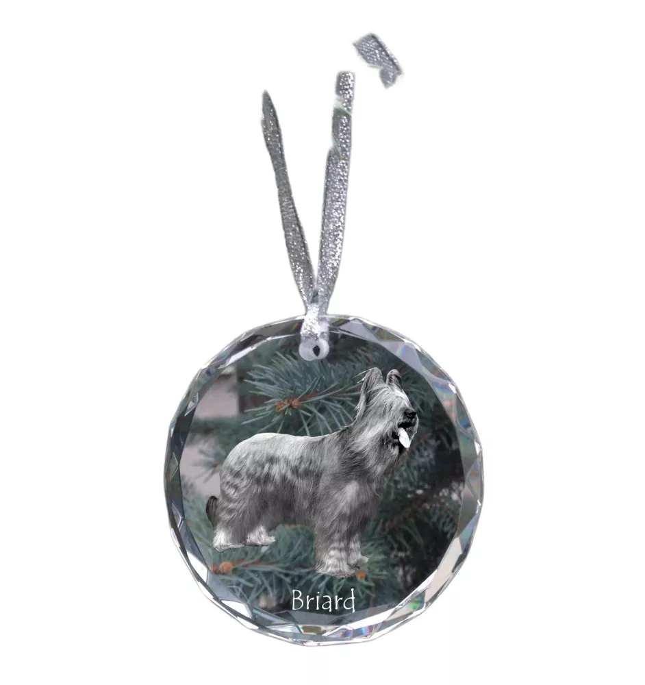Briard, Berger de Brie - crystal bauble with a photo, dog photo in crystal, personalized Christmas tree ornament by Art-Dog brand