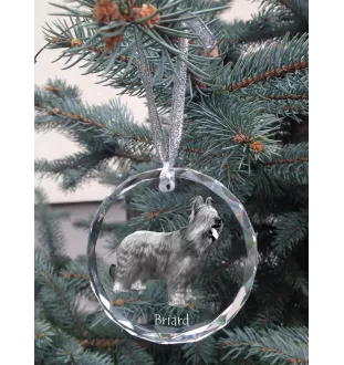 Briard, Berger de Brie - crystal bauble with a photo, dog photo in crystal, personalized Christmas tree ornament by Art-Dog brand