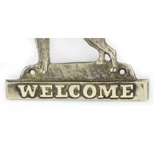 Boxer I - une plaque de porte avec un chien, une plaque de bienvenue en laiton, une enseigne exceptionnelle avec l'inscription Welcome de la marque Art-Dog