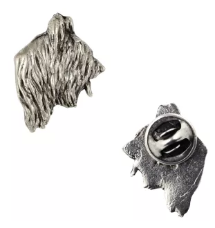 Briard, Berger de Brie  - Silver-plated dog brooch, elegant pin, jacket lapel decoration by Art-Dog brand