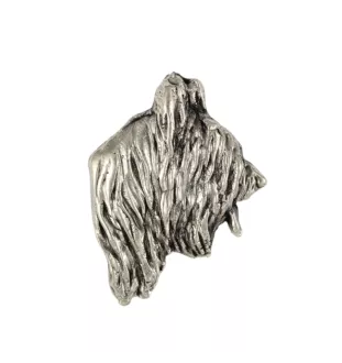 Berger de Brie, Briard  - Broche chien argentée, épingle élégante, décoration de revers de veste par la marque Art-Dog