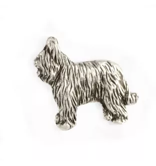 Briard, Berger de Brie II  - Silver-plated dog brooch, elegant pin, jacket lapel decoration by Art-Dog brand
