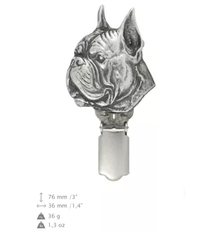 Boxer - broche avec pince, support pour numéro de départ, épingle argentée pour exposition de chiens de la marque Art-Dog