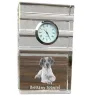 Epagneul Breton - une horloge en verre avec une photo, une photo de chien dans un cristal, une horloge de bureau personnalisée de la marque Art-Dog