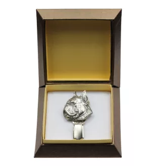 Boxer - broche avec pince, support pour numéro de départ, épingle argentée pour exposition de chiens de la marque Art-Dog