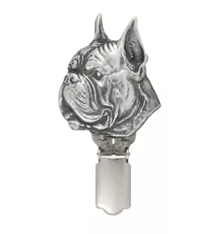 Boxer, Deutscher Boxer - Brosche mit Clip, Startnummernhalter, versilberte Anstecknadel für Hundeausstellungen der Marke Art-Dog