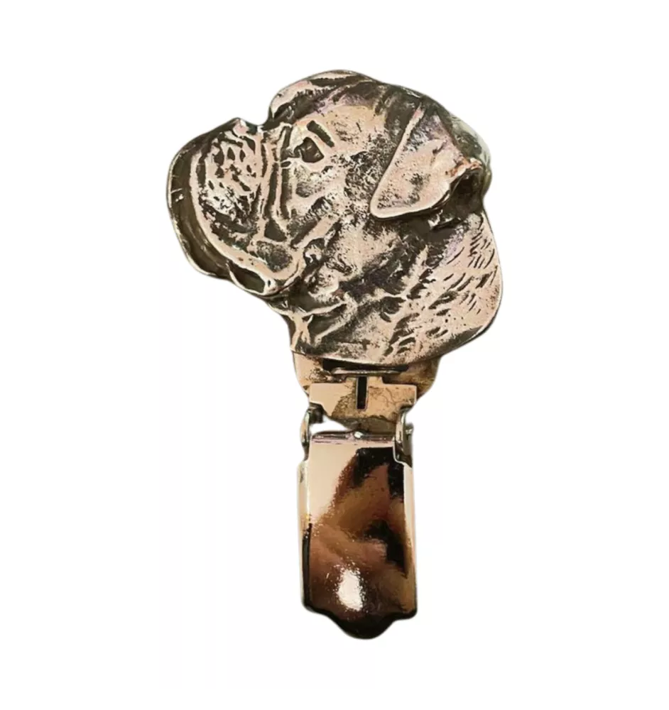 Boxer I - broche avec pince, support pour numéro de départ, épingle argentée pour exposition de chiens de la marque Art-Dog