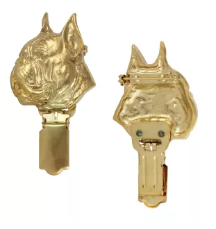 Boxer, Deutscher Boxer - Brosche mit Clip, vergoldeter Startnummernhalter, elegante Hundeaustellungsnadel der Marke Art-Dog