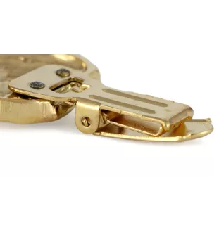 Boxer, German Boxer - brooch with a clip, gold-plated holder for a race number, elegant dog show pin from Art-Dog brand