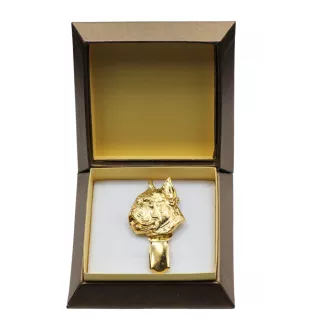 Boxer, German Boxer - brooch with a clip, gold-plated holder for a start number, a gift for a dog show by Art-Dog brand.