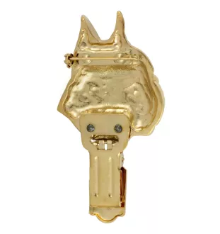 Boxer, Deutscher Boxer - Brosche mit Clip, vergoldeter Startnummernhalter, Geschenk für Hundeausstellung der Marke Art-Dog
