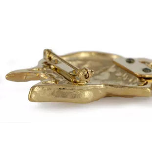 Boxer, German Boxer - brooch with a clip, gold-plated holder for a start number, a gift for a dog show by Art-Dog brand.