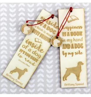 Bretonischer Spaniel, Bretonischer Vorstehhund, Brittany - Lesezeichen mit Hund, personalisiertes Lesezeichen, Geschenk für Bücherwurm von der Marke Art-Dog