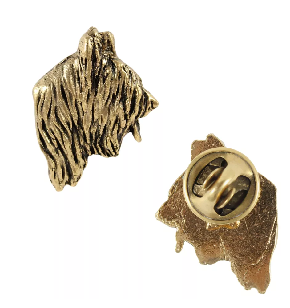 Briard, Berger de Brie - gold-plated pin brooch, elegant dog ornament, unique pin by Art-Dog brand