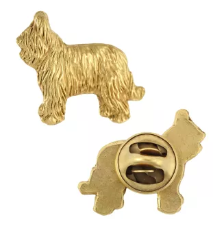 Briard, Berger de Brie II - gold-plated pin brooch, elegant dog ornament, unique pin by Art-Dog brand