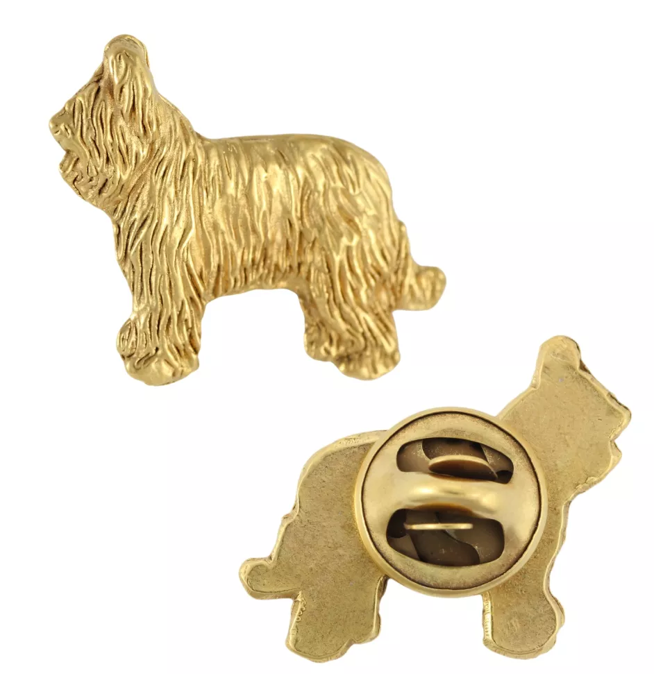 Briard, Berger de Brie II - Vergoldete Brosche, eleganter Hundeschmuck, einzigartige Brosche der Marke Art-Dog
