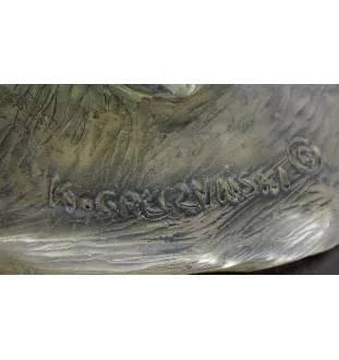 Boxer, Deutscher Boxer - Lampe mit einem Lampenschirm aus Tiffanyglas, Tischlampe mit einer Hunde-Statuette, Inneneinrichtung im Retro-Stil der Marke Art-Dog