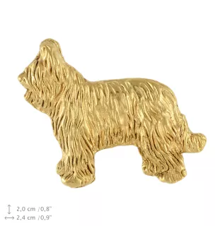 Briard, Berger de Brie II - gold-plated pin brooch, elegant dog ornament, unique pin by Art-Dog brand
