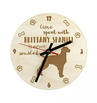 Bretonischer Spaniel, Bretonischer Vorstehhund, Brittany - Hundeuhr, Holzuhr, Wanduhr für Hundefreunde, Tisch- und Regaluhr, Art-Dog