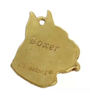 Boxer, German Boxer - keychain and necklace with a dog in a box, high-quality gold-plated product, Art-Dog brand