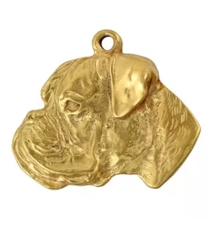 Boxer I - porte-clés et collier avec chien dans une boîte, produit plaqué or de haute qualité, marque Art-Dog