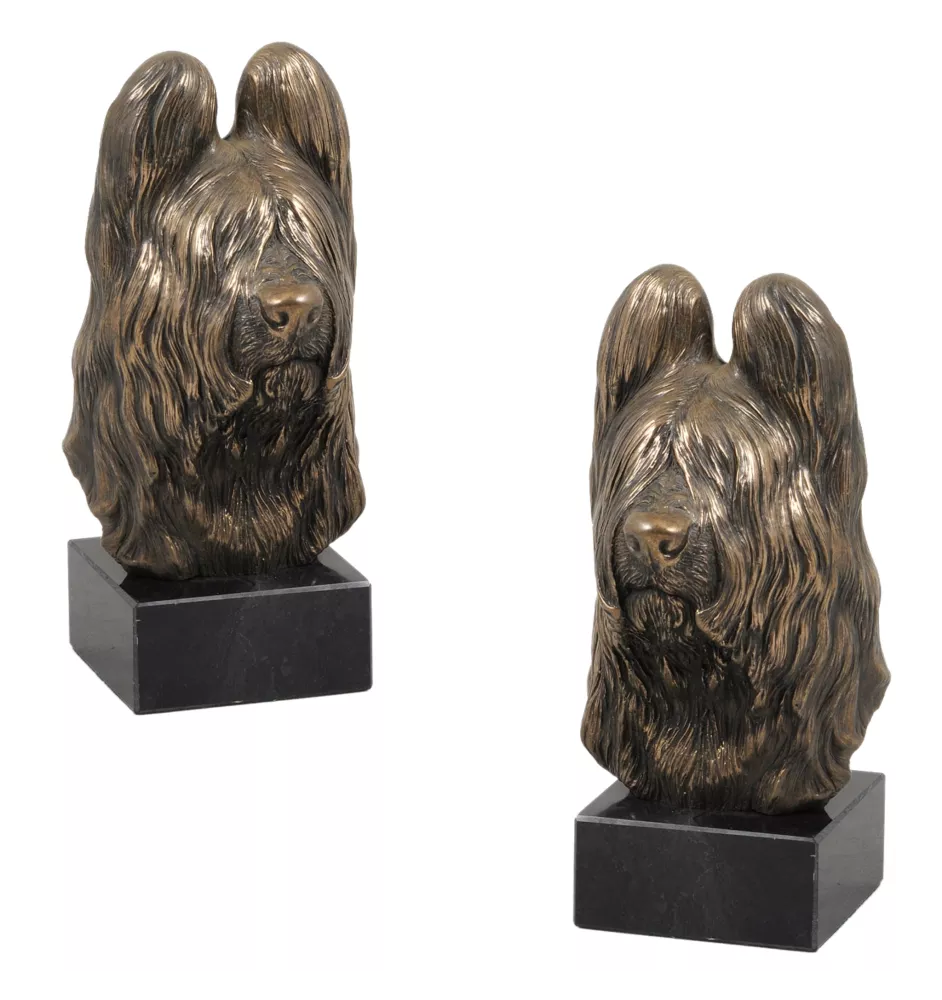 Briard, Berger de Brie - Dog statue, bust on stone base, sculpture, trophy for dog show by Art-Dog brand