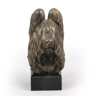 Briard, Berger de Brie - Hundestatue, Büste auf Steinsockel, Skulptur, Trophäe für Hundeausstellung der Marke Art-Dog