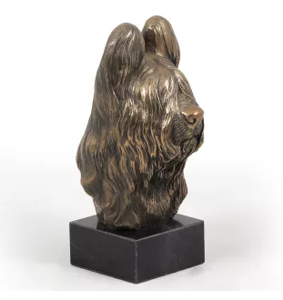 Berger de Brie, Briard - Statue de chien, buste sur socle en pierre, sculpture, trophée pour exposition canine par la marque Art-Dog