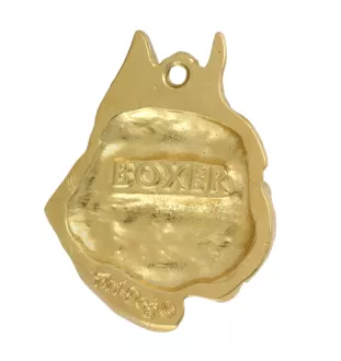 Boxer, German Boxer II - keychain and necklace with a dog in a box, high-quality gold-plated product, Art-Dog brand