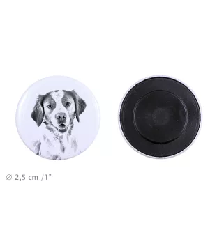 Bretonischer Spaniel, Bretonischer Vorstehhund, Brittany Magnet mit einem Hundepfotenabdruck, außergewöhnlich leicht, starker Magnet, handgefertigtes Produkt der Marke Art-Dog