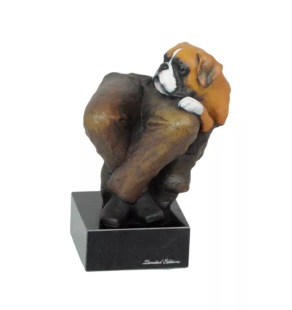 Boxer, Deutscher Boxer - bemalte Figur, Statue, Skulptur, vom Künstler hergestellt, Marke Art-Dog