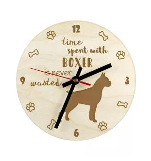 Boxer, Deutscher Boxer I - Hundeuhr, Holzuhr, Wanduhr für Hundefreunde, Tisch- und Regaluhr, Art-Dog