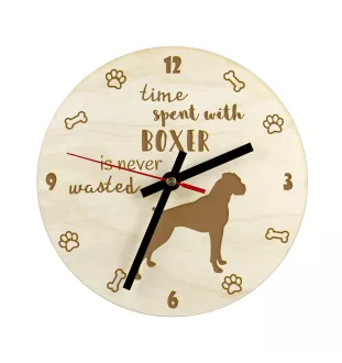 Boxer II - horloge avec chien, horloge en bois, horloge murale pour les amoureux des chiens, horloge de bureau et étagère, Art-Dog