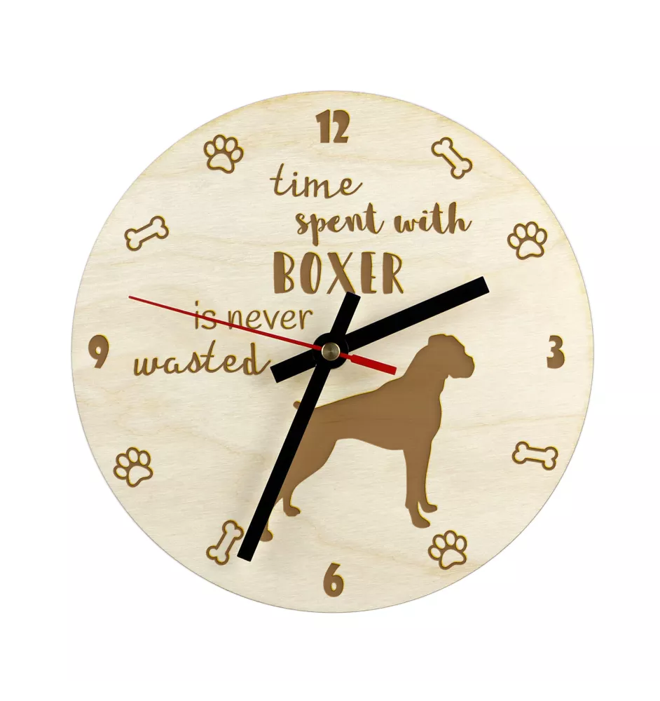 Boxer, German Boxer II - clock with a dog, wooden clock, wall clock for dog lovers, clock for desk and shelf, Art-Dog