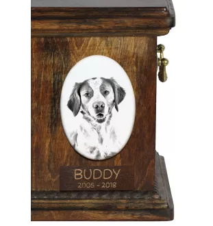 Brittany Spaniel, Brittany Wiegref - commemorative plaque with a photo of a dog, tombstone with a print, personalized oval plaque from the Art-Dog brand