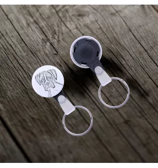 Boxer, Deutscher Boxer III - Schlüsselanhänger mit dem Bild eines Hundes, Anhänger mit dem eigenen Grafikdesign der Marke Art-Dog