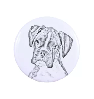 Boxer, Deutscher Boxer III Magnet mit einem Hundepfotenabdruck, außergewöhnlich leicht, starker Magnet, handgefertigtes Produkt der Marke Art-Dog