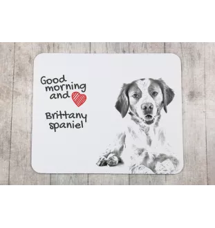 Bretonischer Spaniel, Bretonischer Vorstehhund, Brittany - Mauspad mit Druck, personalisiertes Mauspad mit Hund, einzigartiges Gadget für Büroangestellte von Art-Dog.