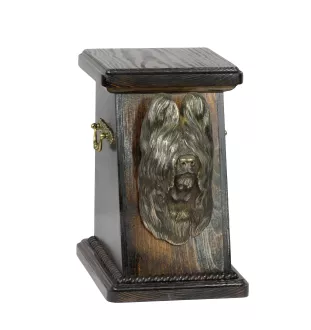 Owczarek francuski Briard urna drewniana z psem Art-Dog
