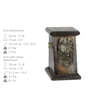 Briard, Berger de Brie eine Ascheurne für Hunde, eine elegante Urne mit einer Statue, eine Gedenkurne mit dem Porträt eines Hundes von der Marke Art-Dog