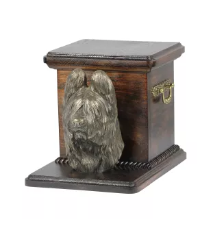 Briard, Berger de Brie - urn for dog ashes with a statuette, elegant urn for a dog, unique urn with a bust of a dog by Art-Dog brand