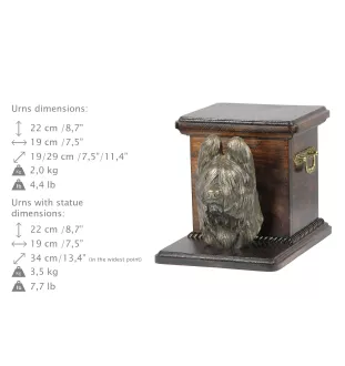Berger de Brie, Briard - urne pour les cendres d'un chien avec une statuette, une urne élégante pour chien, une urne exceptionnelle avec un buste de chien de la marque Art-Dog