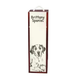 Epagneul Breton - boîte à vin avec chien, boîte à alcool avec graphisme, boîte cadeau personnalisée de la marque Art-Dog