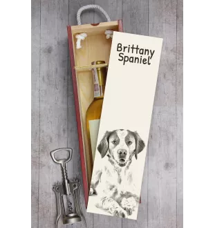 Brittany Spaniel, Brittany Wiegref - wine box with a dog, alcohol box with graphics, personalized gift box from the Art-Dog brand