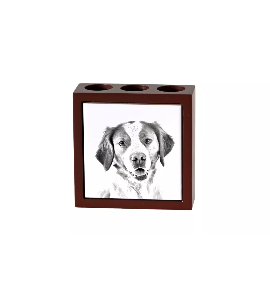 Bretonischer Spaniel, Bretonischer Vorstehhund, Brittany - Stifthalter mit Hund, Schreibtischorganizer mit Aufdruck, personalisierte Schreibtischdekoration der Marke Art-Dog