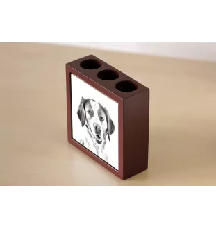 Brittany Spaniel, Brittany Wiegref - pen holder with a dog, desk organizer with a print, personalized desk decoration from the Art-Dog brand.