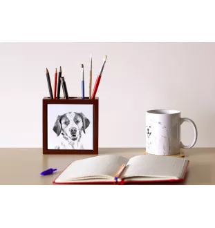 Bretonischer Spaniel, Bretonischer Vorstehhund, Brittany - Stifthalter mit Hund, Schreibtischorganizer mit Aufdruck, personalisierte Schreibtischdekoration der Marke Art-Dog