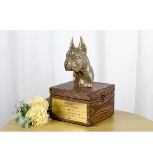 Boxer, German Boxer - urn for dog ashes with a statuette, small urn for a dog, personalized urn with a bust of a dog by Art-Dog brand