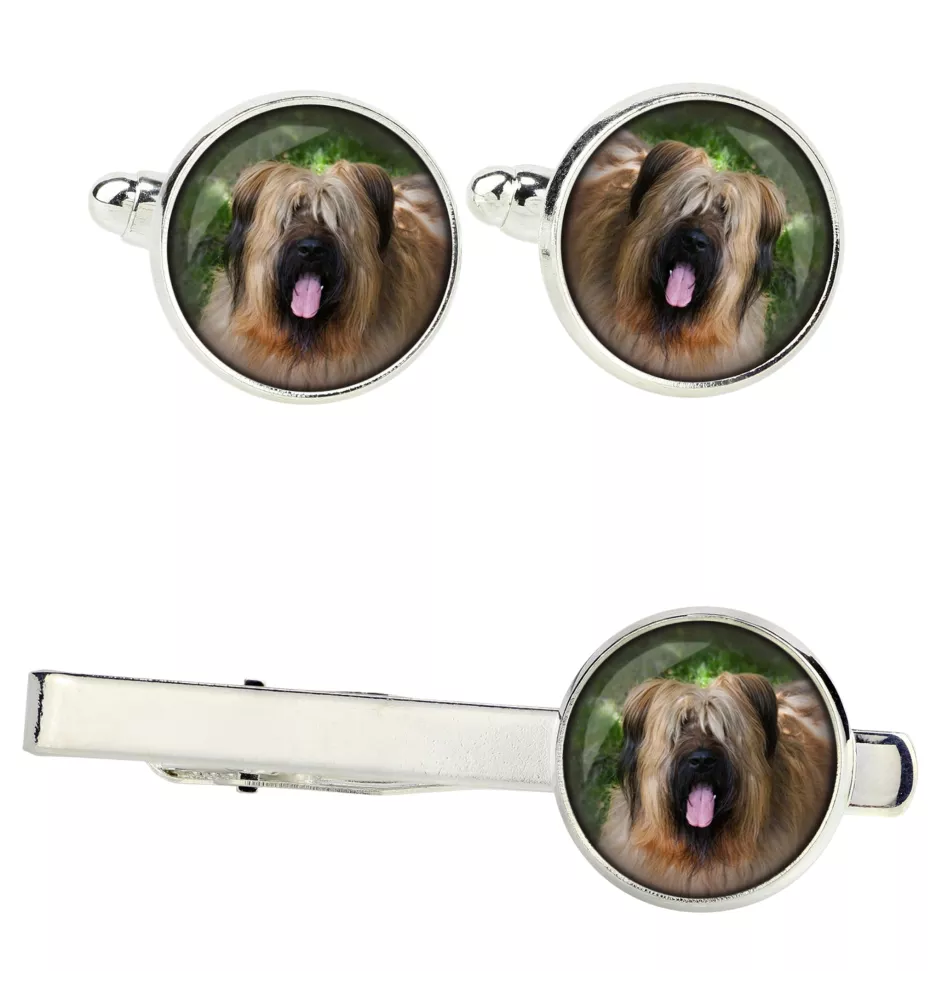Briard, Berger de Brie - cufflinks and tie with your photo, a suit decoration, men's jewelry from the Art-Dog brand.