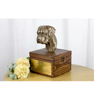 Boxer, German Boxer I - urn for dog ashes with a statuette, small urn for a dog, personalized urn with a bust of a dog by Art-Dog brand